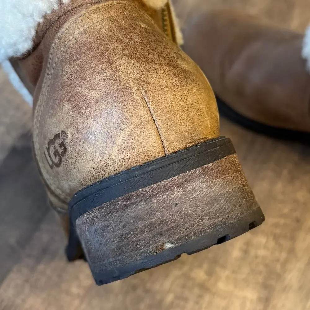 UGG Australia Blayre II Boot Heel Shearling Winter Chestnut Brown Women’s Sz 9